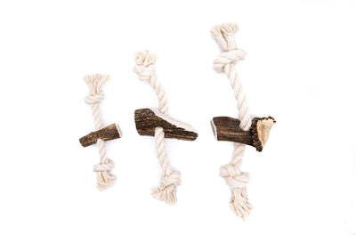 Large Split Elk Antler Rope Toy